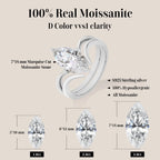 3ct Marquise Moissanite Silver Ring