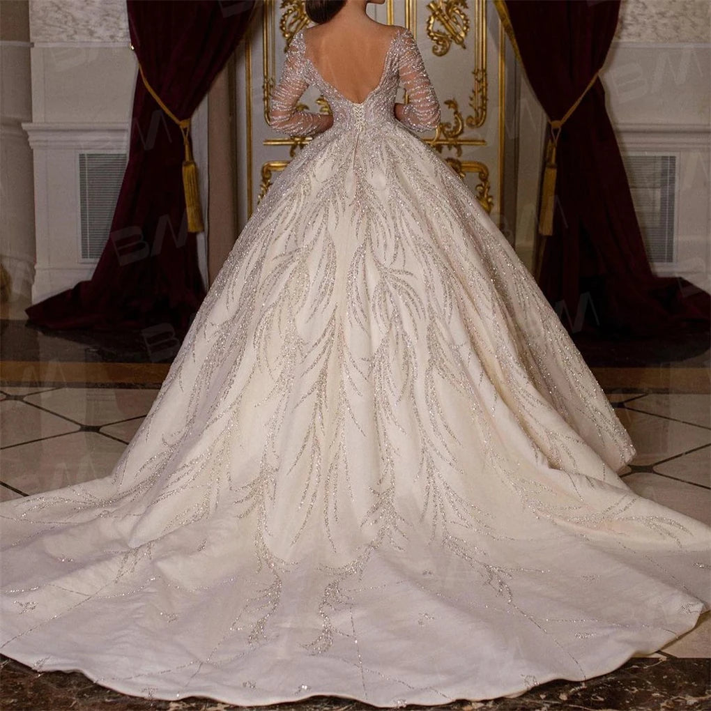 Luxury Beaded Long Sleeve Gown