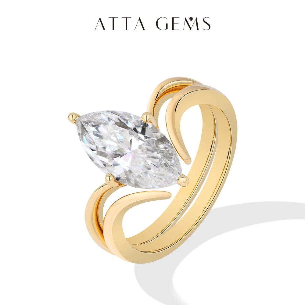 3ct Marquise Moissanite Silver Ring