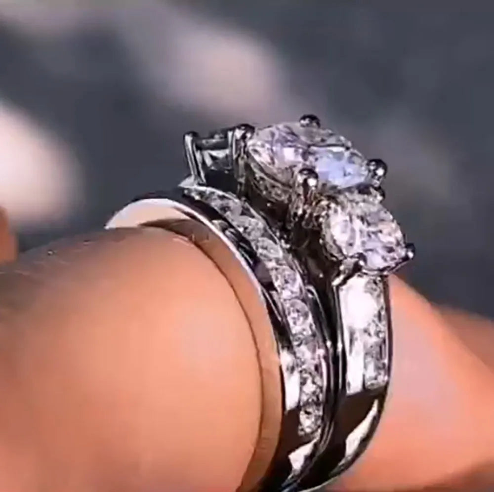 Platinum Round Moissanite Bridal Set