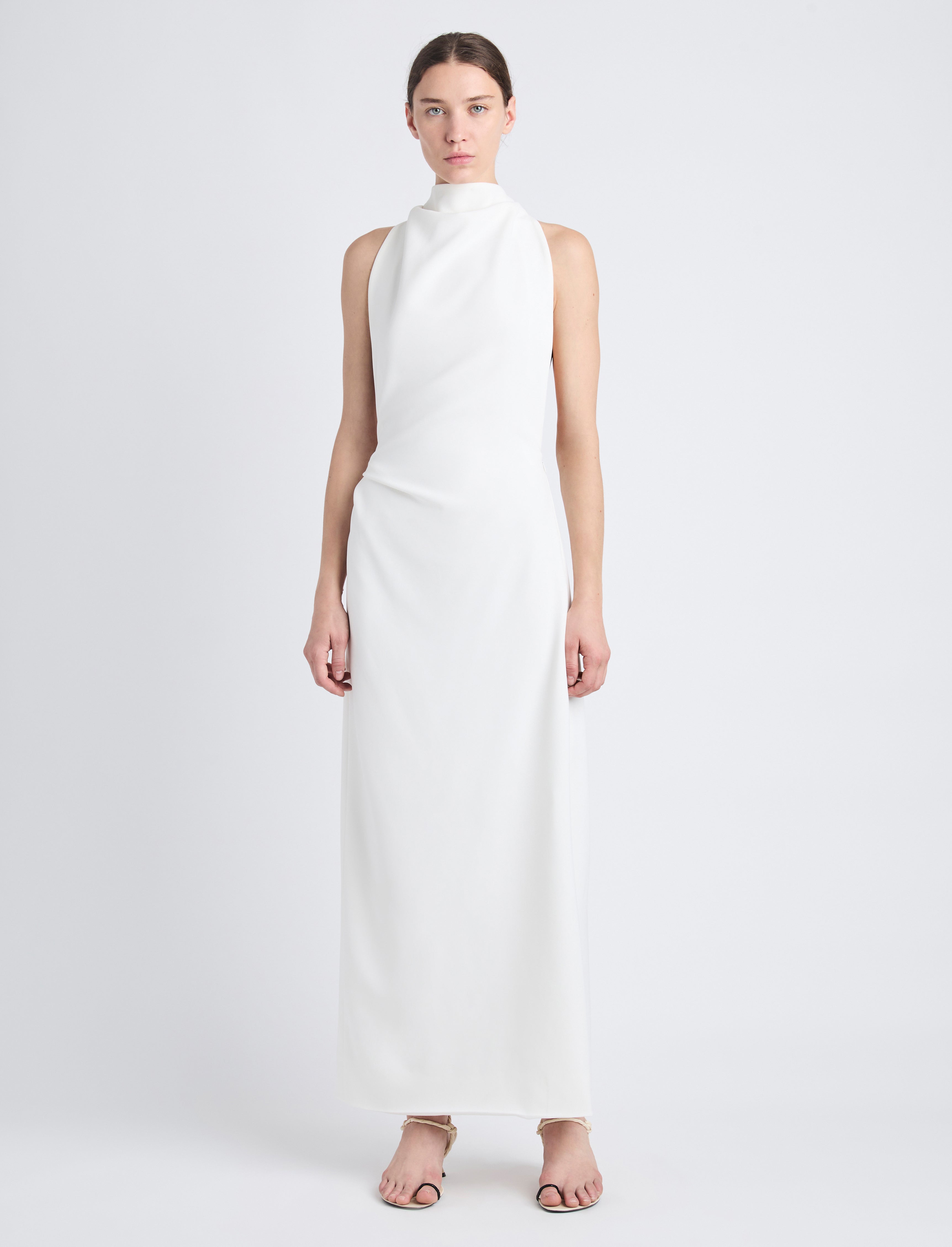 Selena Women's Maxi Dress | Matte Double Crepe, Twisted Back 1