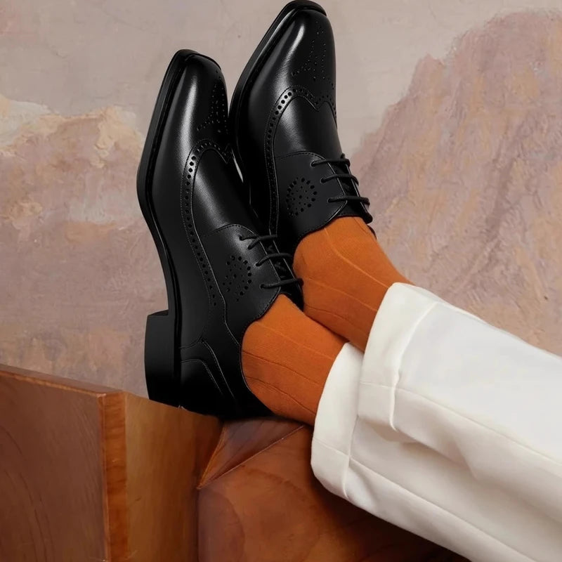 7cm Height-Increasing Leather Derby Shoes
