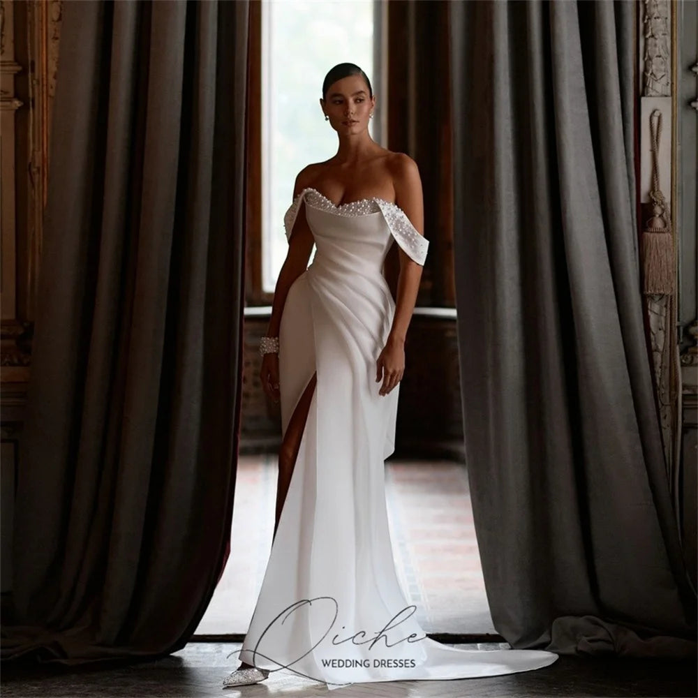 Beaded Off-Shoulder Mermaid Wedding Dress