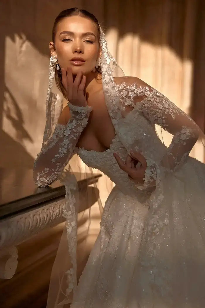 Elegant Off-Shoulder Lace Wedding Dress