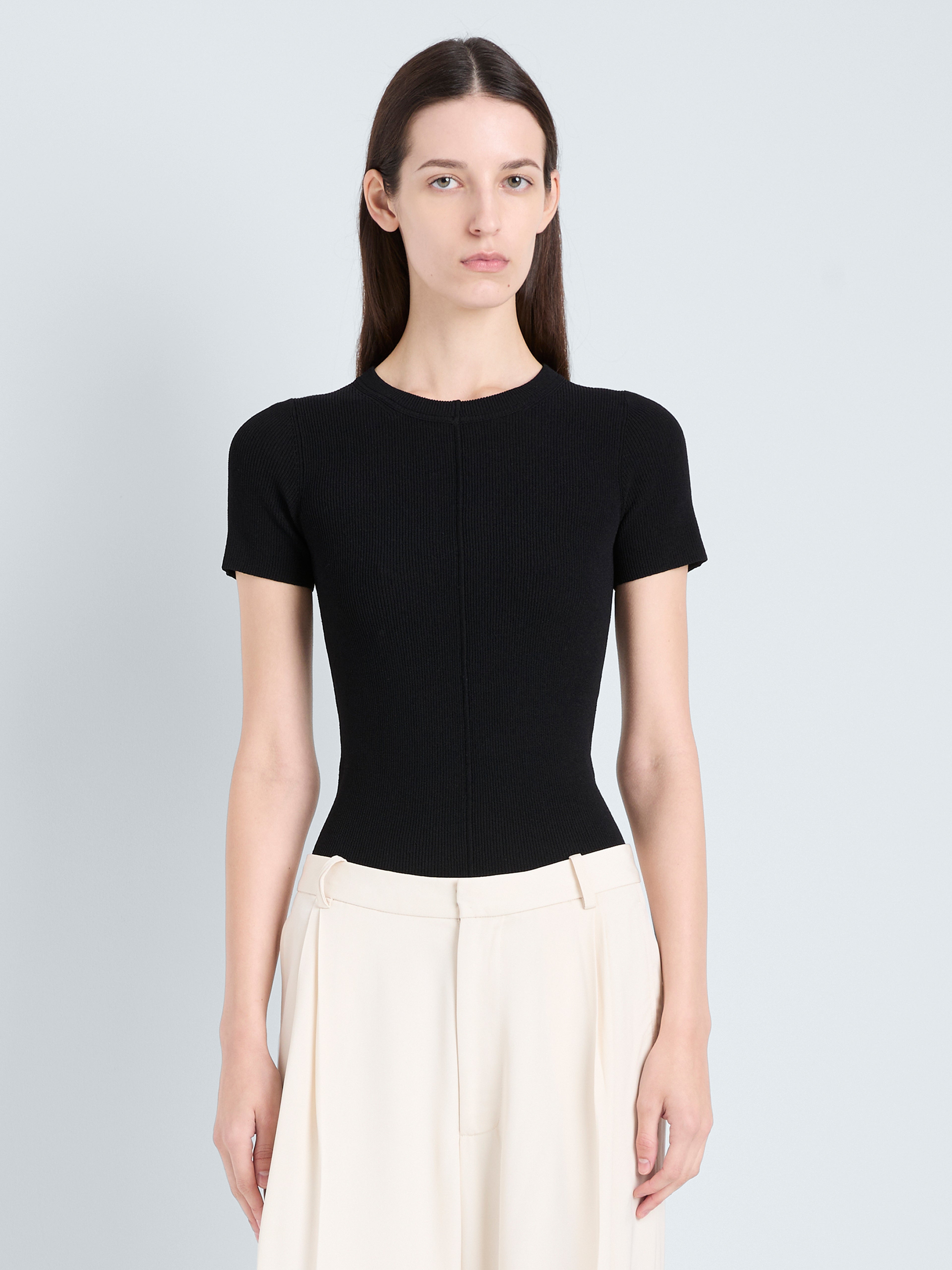 Sky Women's Going Out Top | Slim Fit Matte Viscose Rib, Elegant Black 1