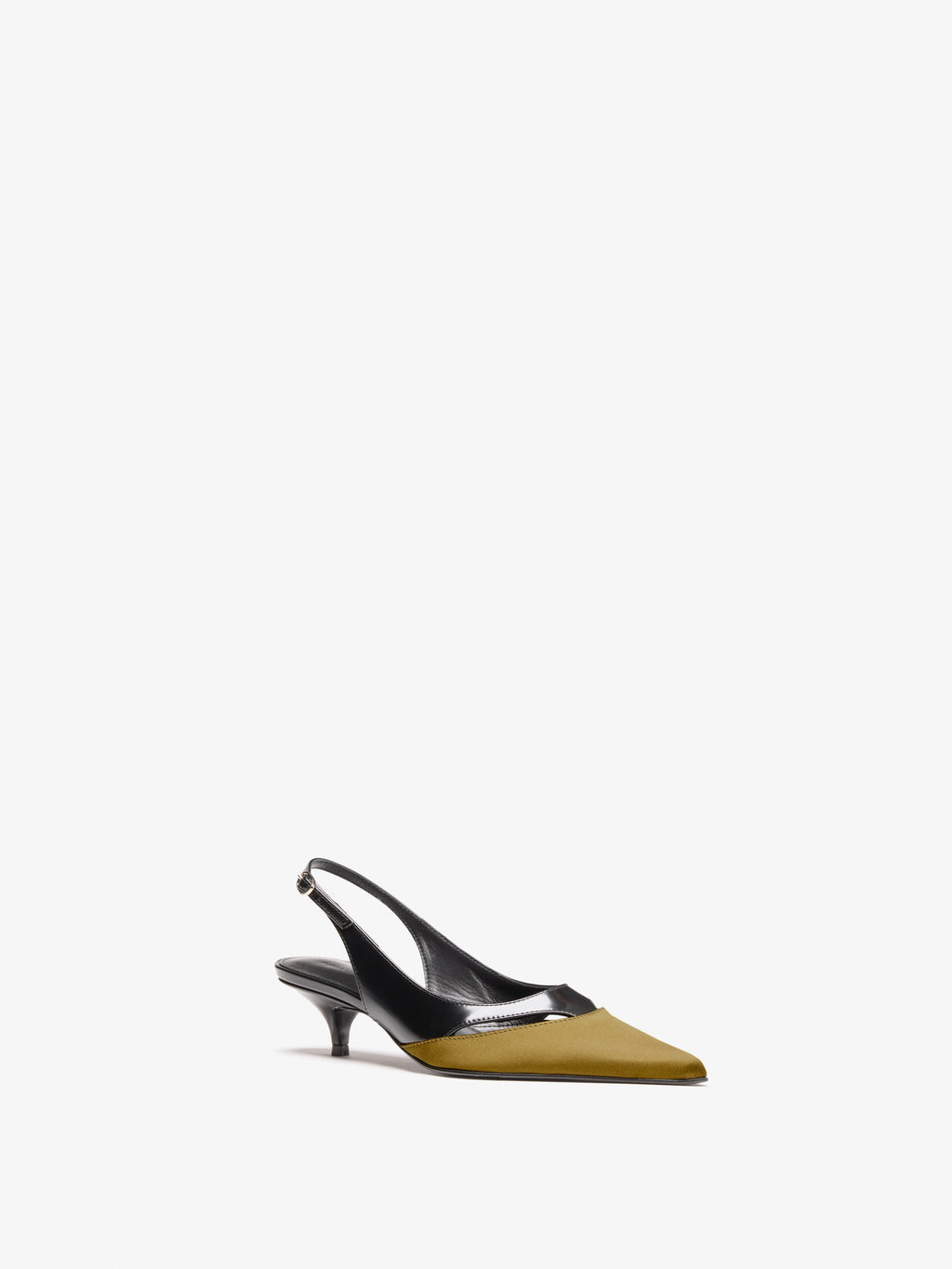 Sleek Women's Slingback Heels | Spazzolato Leather & Satin Combo 1