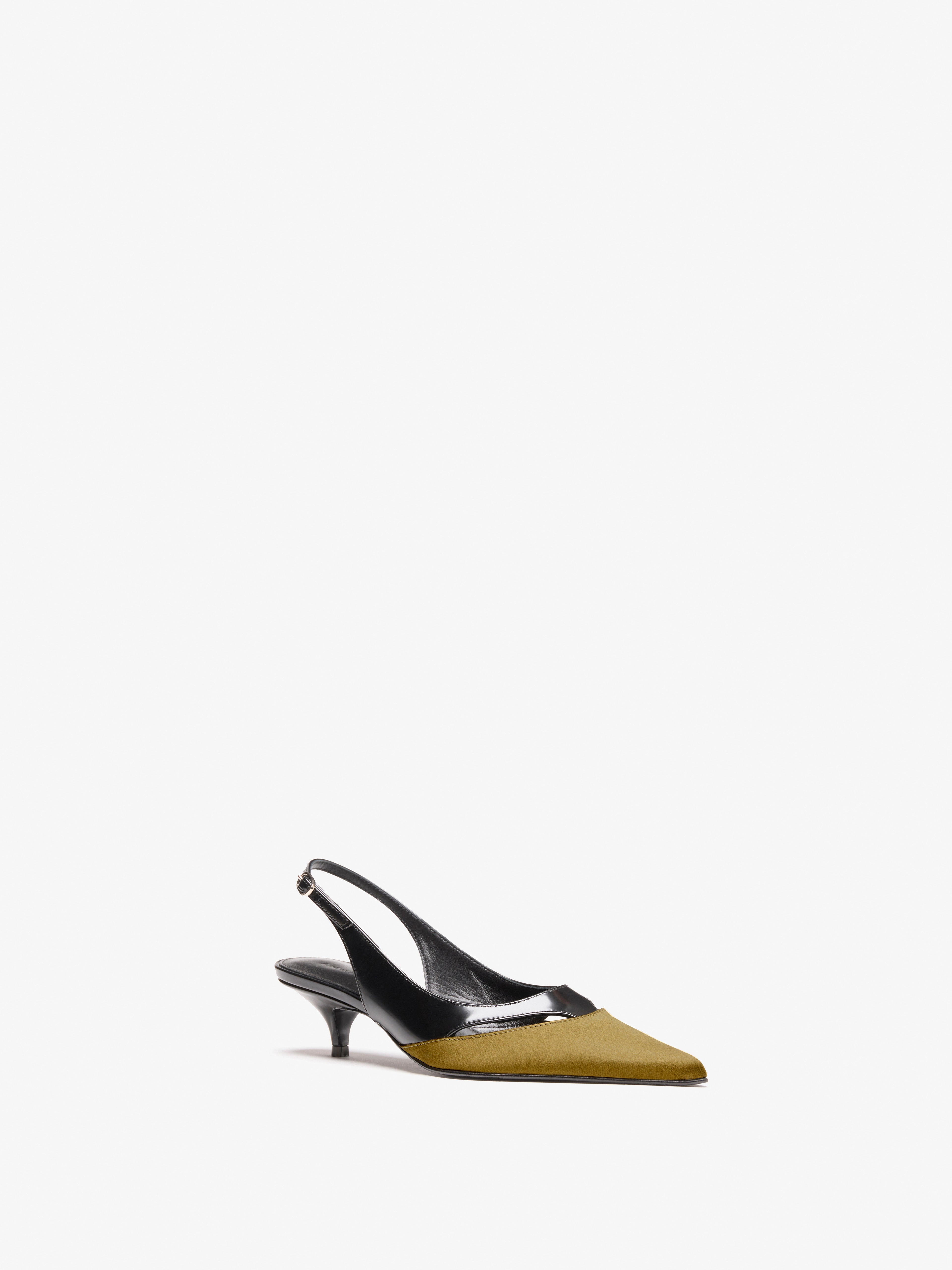 Sleek Women's Slingback Heels | Spazzolato Leather & Satin Combo 1