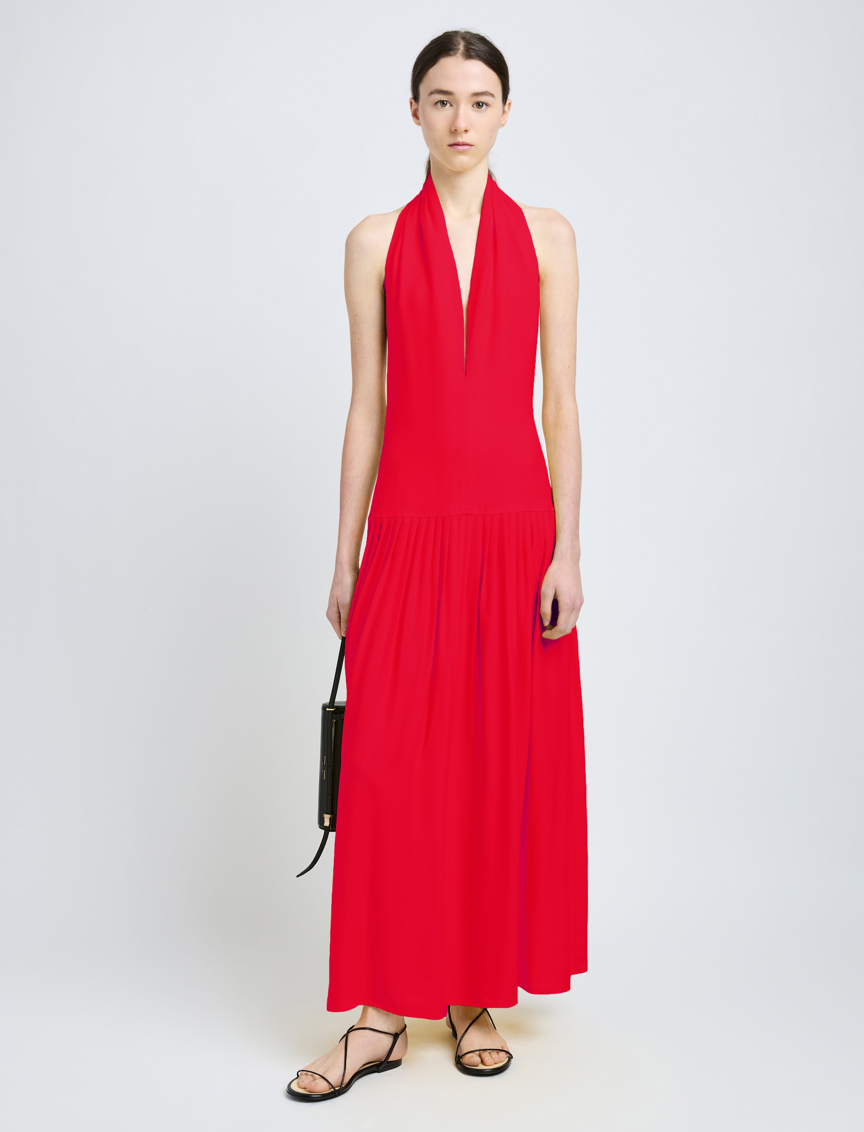 Tala Women's Halter Dress | 100% Viscose Georgette, Formal Maxi Style 1