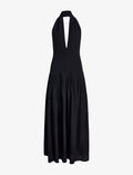 Tara Women's Maxi Dress | Viscose Georgette, Black Halter Neck Formal 0