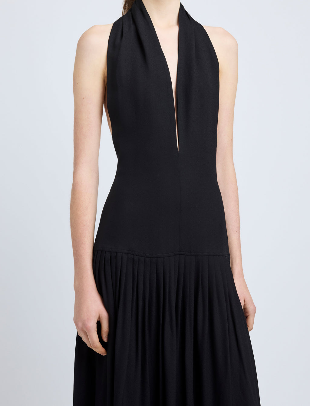 Tara Women's Maxi Dress | Viscose Georgette, Black Halter Neck Formal 4