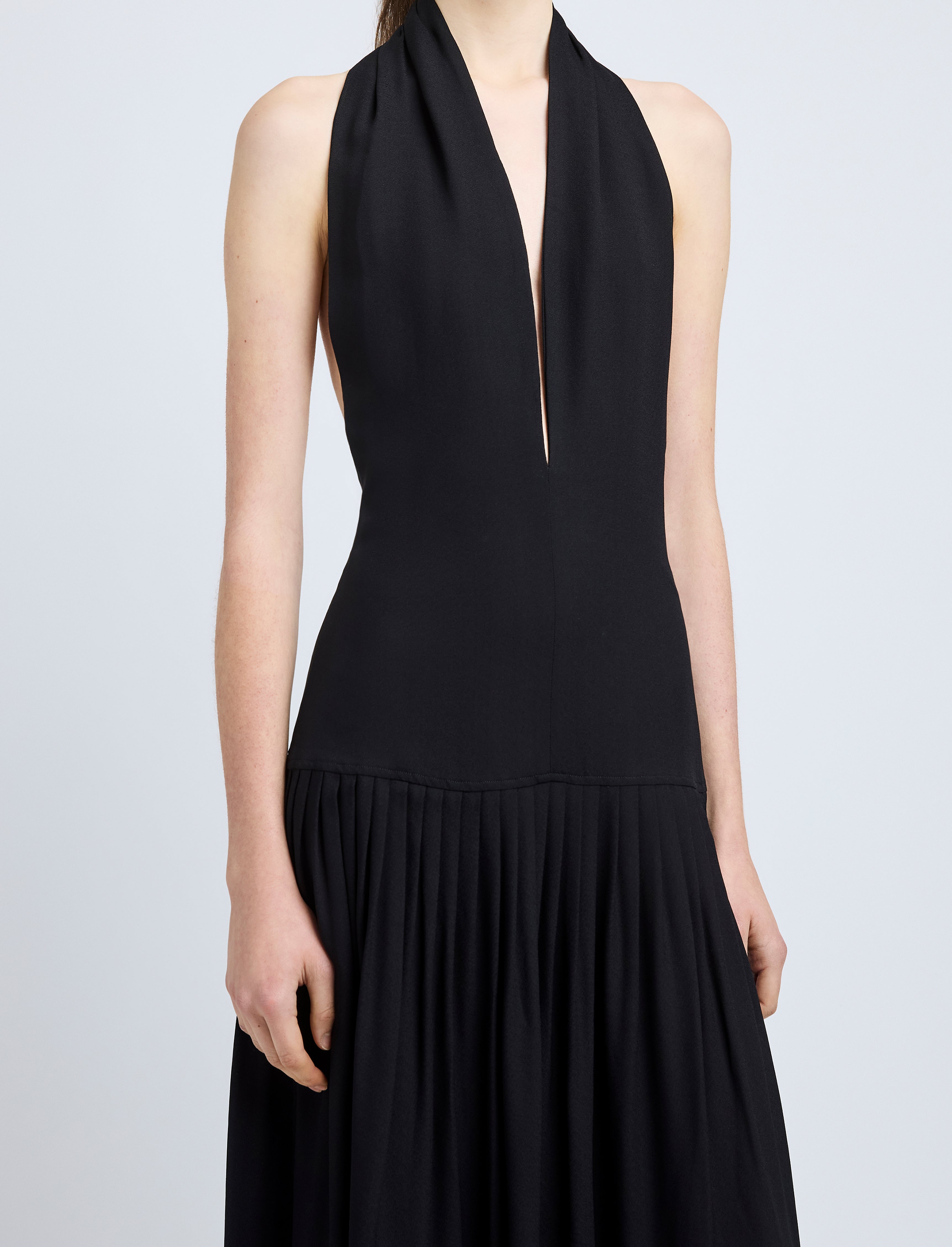 Tara Women's Maxi Dress | Viscose Georgette, Black Halter Neck Formal 4