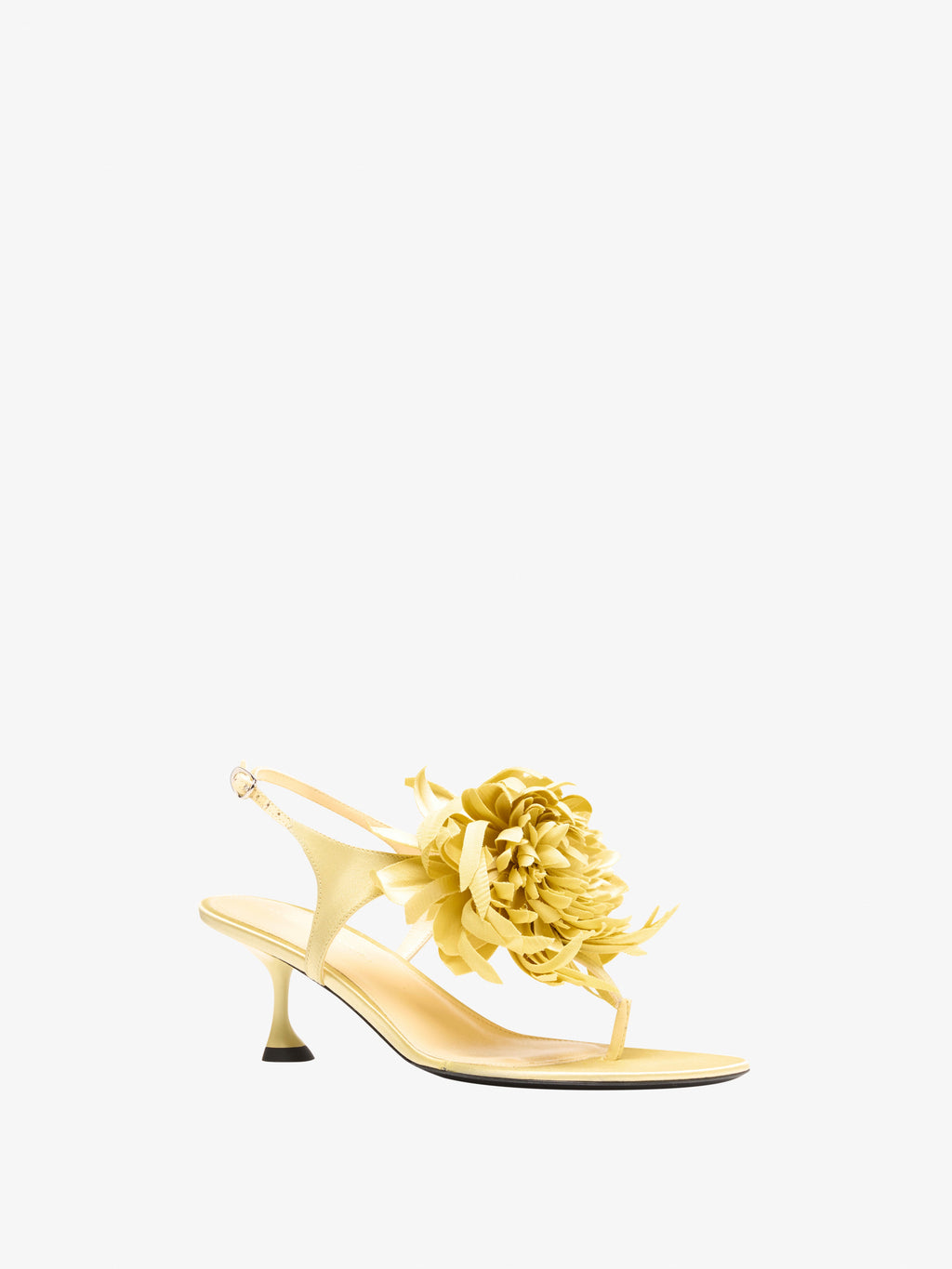 Tee Citrus Women’s Sandals | Satin T-Strap with Oversized Floral Embellishment 1