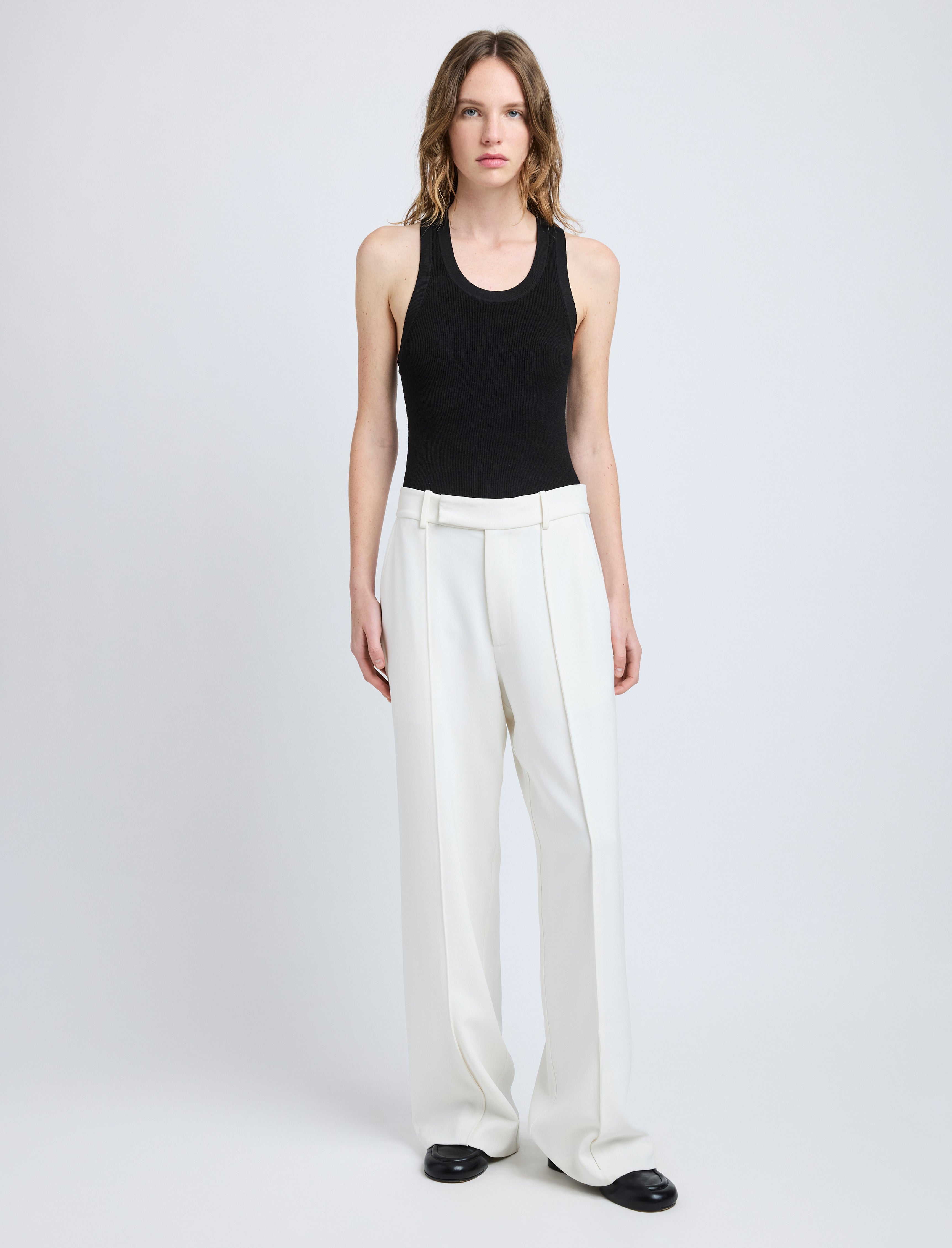 Weyes Women's Pants | High-Rise Matte Double Crepe, Tailored Fit 1