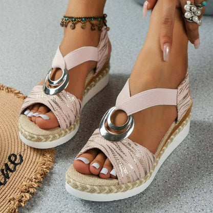 Sandales Femme  avec Boucle Métal et Détail en Corde de Chanvre