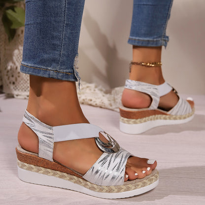 Sandales Femme  avec Boucle Métal et Détail en Corde de Chanvre