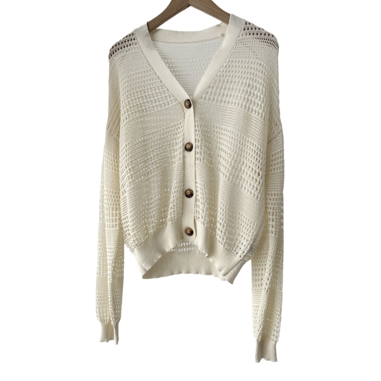 Cardigan blanc digne et creux, pull pour vêtements d'extérieur