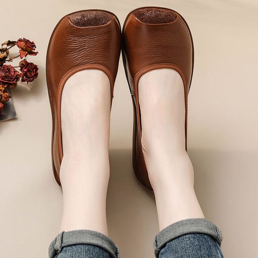 Chaussures en Cuir Véritable à Talon Plat