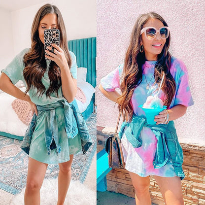 Robe Décontractée Femme à Imprimé Géométrique Irégulier – Manches Courtes