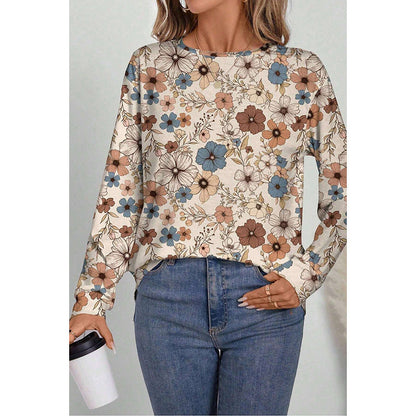 Pull à col rond pour femmes, pull de loisirs européen et américain à imprimé Floral assorti