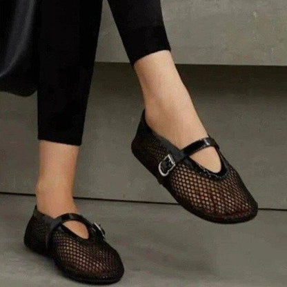 Chaussures de Danse à Bout Rond en Maille avec Boucle