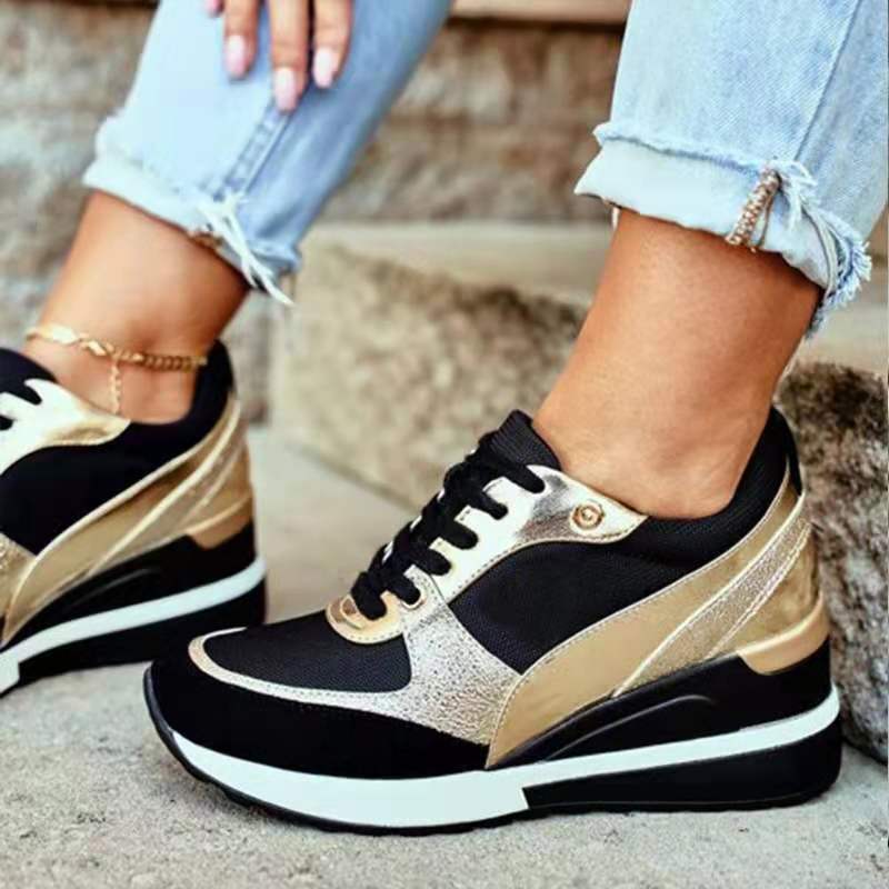 Baskets Femme à Sequins et Colorblock – Semelle Plateforme