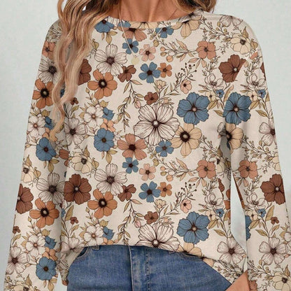 Pull à col rond pour femmes, pull de loisirs européen et américain à imprimé Floral assorti