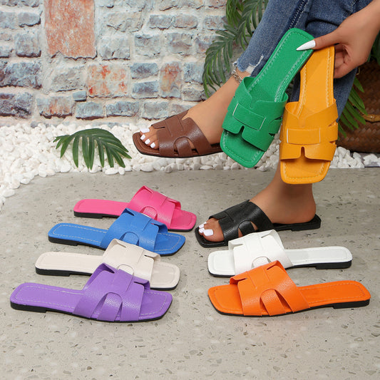 Tongs Plates Légères Unies pour Femmes