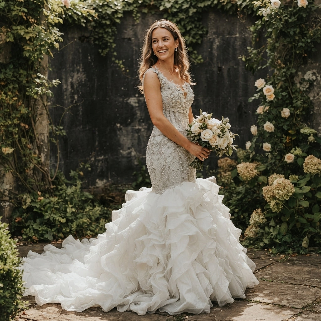 Custom Ruffle Mermaid Wedding Dress - editorial-ugc-strip
