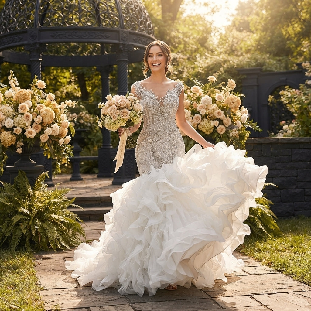 Custom Ruffle Mermaid Wedding Dress - editorial-ugc-strip