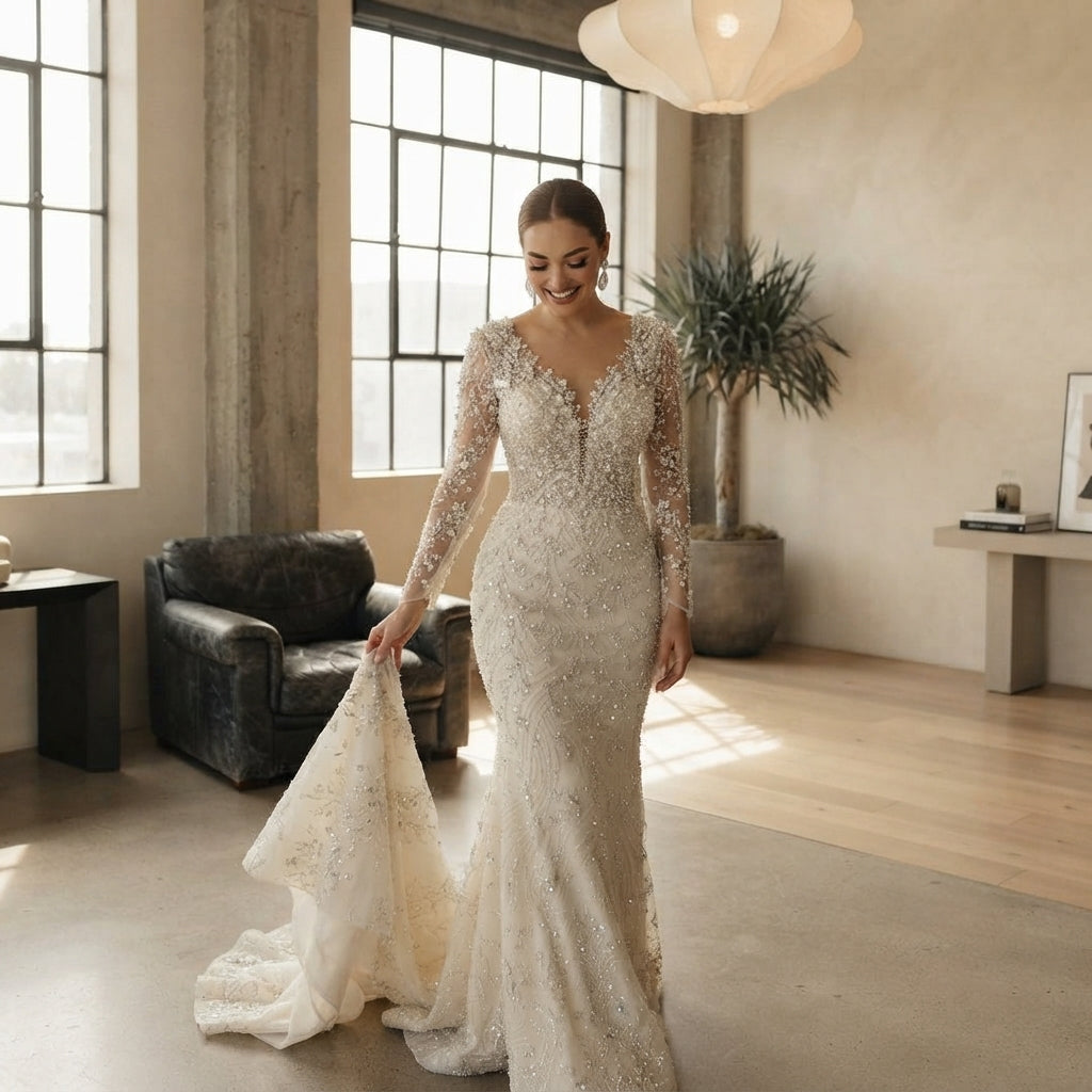 2-in-1 Mermaid Bridal Gown with Detachable Train - editorial-ugc-strip