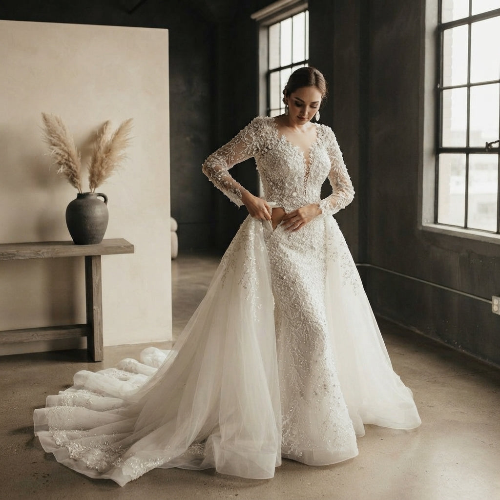 2-in-1 Mermaid Bridal Gown with Detachable Train - editorial-ugc-strip