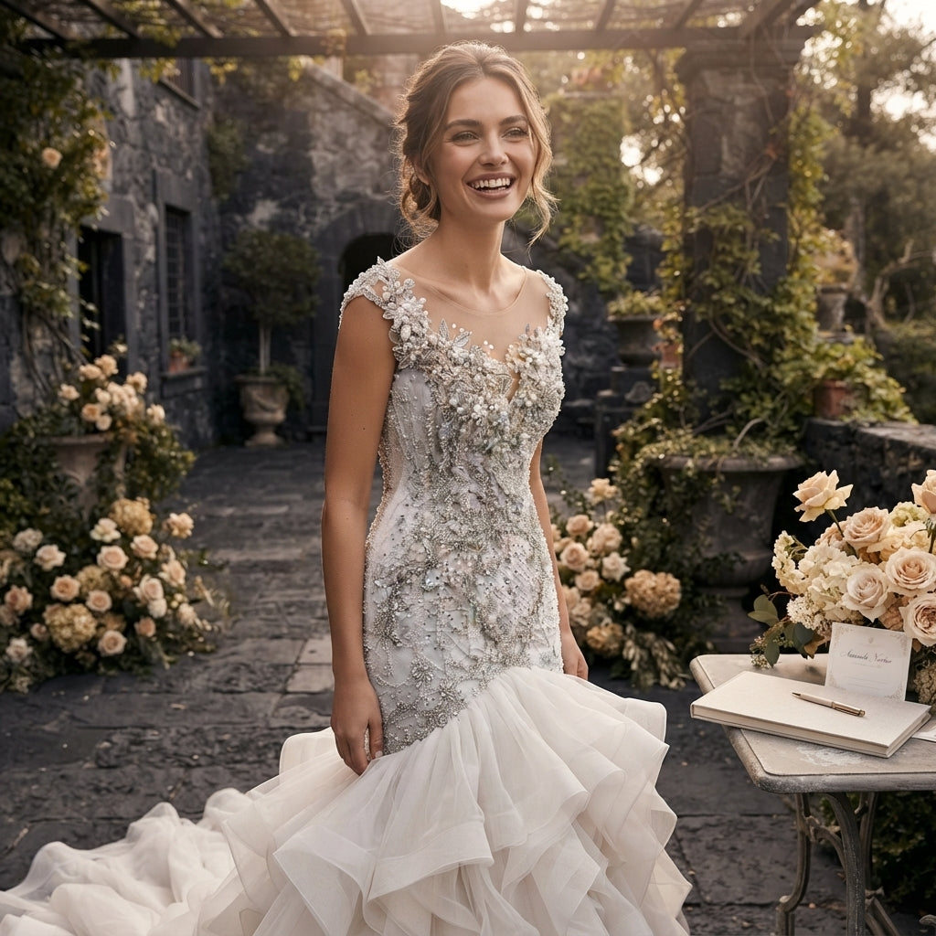 Custom Ruffle Mermaid Wedding Dress - editorial-ugc-strip