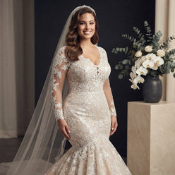 Plus Size Lace Mermaid Wedding Dress - editorial-used-by