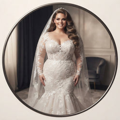 Plus Size Lace Mermaid Wedding Dress - editorial-used-by